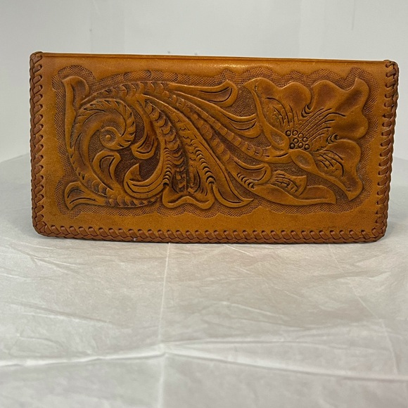 Vintage Accessories - Beautiful vintage tooled leather checkbook cover